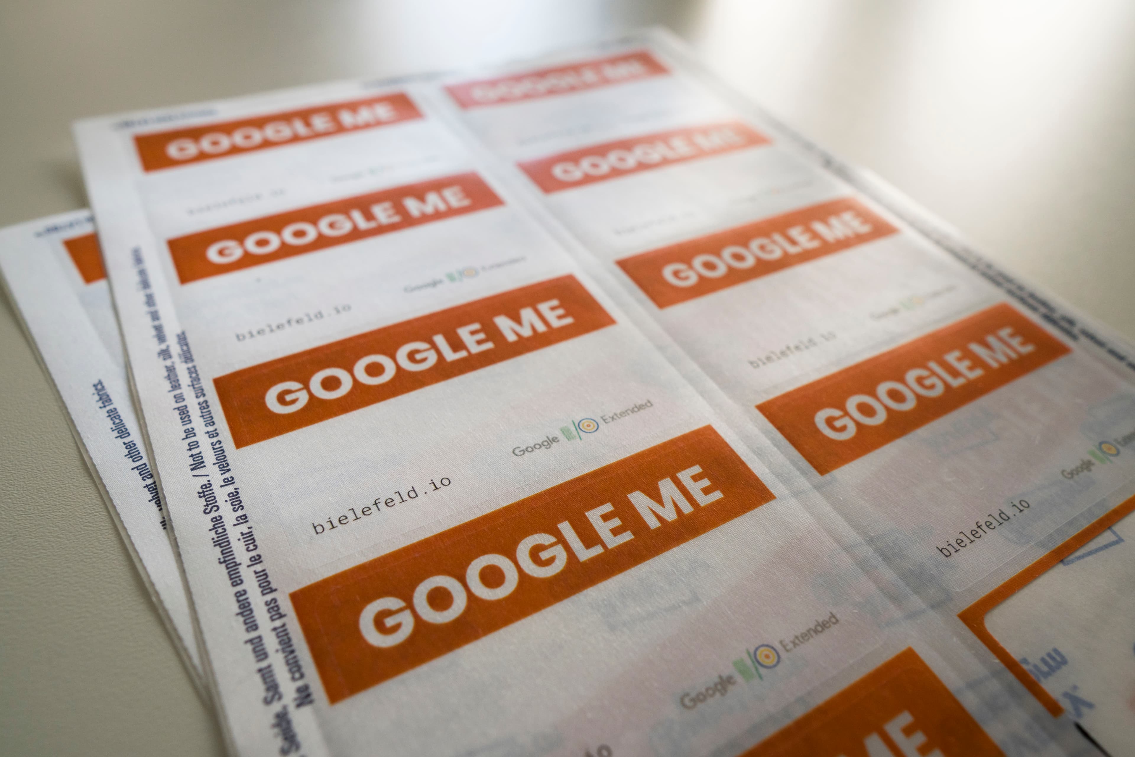 Blick auf die Tickets für die Bielefeld I/O 2019 zum Vortrag "GOOGLE ME".