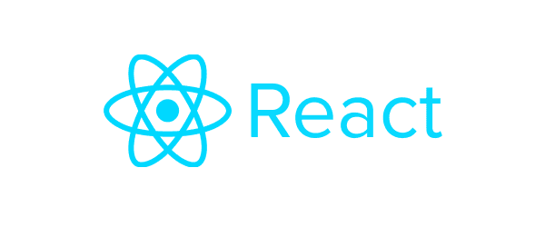 Logo von React, einer JavaScript-Bibliothek für den Aufbau von Benutzeroberflächen. Das Logo zeigt ein stilisiertes Atom-Symbol in hellblau neben dem Schriftzug 'React' in derselben Farbe auf weißem Hintergrund.